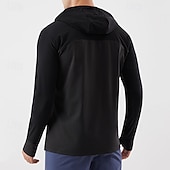 tanie Kurtki biegowe-Męskie Kolorowy blok Kurtka sportowa Jesień / Zima Kaptur Długi rękaw Athleisure Ochrona przed słońcem Lekki Siłownia Piesze wycieczki Bieganie Trening Joga Czarny Niebieski Ciemnoniebieski Odzie