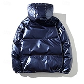 abordables Manteaux &amp; vestes-Homme Manteau d'Hiver Doudoune Veste Matelassée Avec Poches Polyester Vacances Tenue quotidienne Date Régulier Mode Occasionnel Confortable Chaleur Thermique Hiver Couleur Unie / Unie Argent Noir