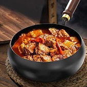 billiga Köksset-handsmidd järngryta med stor mage, obelagd liten stekpanna, traditionella köksredskap för mångsidig matlagning, värmehållning