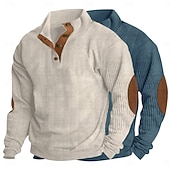 economico Felpe di base-Per uomo Maglia Velluto a coste Felpa con cappuccio Maglione Felpa con cappuccio abbottonata Vino+Nero bianco+vino rosso Bianco+verde militare Albicocca+Caffè Blu denim + nero Colletto Mao Semplice
