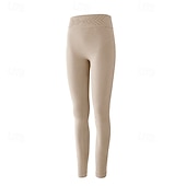abordables Leggings y mallas de yoga-Women's Base Layer Bottom Thermal Underwear High Waist Outdoor Running Fitness Bottoms Solid Color Light Coffee Black Red Winter Sports Activewear