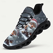 baratos Sapatos de Natal Masculinos-Tênis masculino com estampa de elfo de Natal – design divertido com espírito festivo, ideal para uso casual e festas de fim de ano