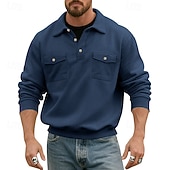 economico Felpe di base-Per uomo Maglia Felpa con cappuccio Maglione Felpa con cappuccio abbottonata Blu denim Nero Verde militare Blu marino Grigio chiaro Bavero Semplice Tasca Sport &amp; Outdoor Casuale Quotidiano Streetwear