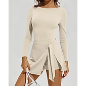 baratos Vestido Feminino-Mulheres Cor Sólida Vestido de tênis Vestido esportivo Manga Longa Fashion Tênis Pickleball Corrida Conjuntos Preto Rosa claro Cáqui Roupas de tênis