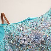 economico Abbigliamento da Competizione-abito da ballo da sala da donna con cristalli ricamati, spalle scoperte, elegante abito da competizione in rete a strati per valzer, tango, foxtrot – blu ghiaccio