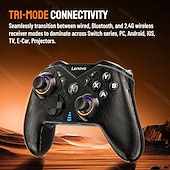 Χαμηλού Κόστους Ελεγκτές παιχνιδιών-Ασύρματο χειριστήριο παιχνιδιών Lenovo S05 RGB με εφέ Hall, joystick trigger για Switch/2/Oled/Lite PC, iPhone, Android, τηλέφωνα