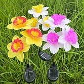 cheap Ground Lights-Solar Lights, 3-Head-Daffodil Flower Solar Lights, Landscape Lights, LED Outdoor Solar Powered Garden Lights, Waterproof Flower Lights, Landscape Stake Light for Yard, Pathway, Patio Decor