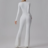 abordables Conjuntos y Monos-Mujer Mono de Fitness Mono de una pieza Cerrar Color sólido Body Primavera Otoño Negro Blanco Gimnasio Rutina de ejercicio Corriendo Control de barriga Manga Larga Deporte Ropa de Deporte Ajuste