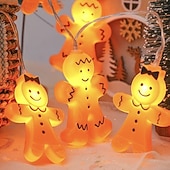 billiga Semestersträngljus-Jul pepparkaksgubbe pojke och flicka semester ljusslinga 6M-40Leds inomhus trappa vägg sovrum partyns atmosfärdekoration ljusprops AAA batteribox USB