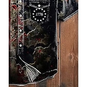  男性用 7月4日 米国建国250周年 国旗 シャツ サマーシャツ カジュアルシャツ 半袖 ハワイアン リゾート ビーチ バケーション デイリーウェア 夏 ラペル プリント ブラック ルビーレッド