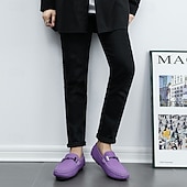 ieftine Loafers casual-Bărbați Mocasini &amp; Balerini Retro Mărime Plus Size Plimbare Casual Zilnic PU piele Comfortabil Cizme înalte Loafer Galben Roz Mov Deschis