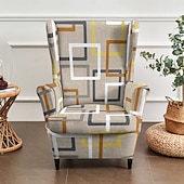 cheap Wingback Chair Cover-Floral, Striped &amp; Geometric Printed Wingback Chair Covers, Stretch Polyester Slipcovers for Armchairs, Decorative Furniture Protectors