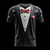 cheap Christmas Costume-Christmas Men's Costume T Shirt Short Sleeve T shirt 3D Print Crew Neck Shirt Daily Designer Artistic Vacation Party Street Black 1 Black 3 Black 2 All Seasons Clothing Apparel S M L XL XXL XXXL