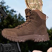 abordables Bottes de randonnée-Bottes de randonnée d&#039;extérieur beiges pour hommes avec semelle en caoutchouc antidérapante et construction respirante, bottes tactiques légères pour la randonnée, le camping et le port quotidien