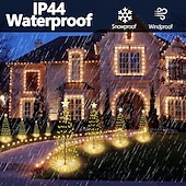 זול אורות נוף-2 יח' Lights 8-ראשיים סולאריים חיצוניים עמידים במים בצורת פתית שלג מנורת תלוית כובע украшение для сада וגן