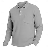 Herre Vaffel poloskjorter Golf poloskjorter Virksomhet Avslappet Knaphul Klassisk Langermet Mote Grunnleggende Helfarge Lomme Høst Vinter Alle årstider Normal Hvit Lyseblå Rød Navyblå Lilla Grønn billige Klassisk poloskjorte for menn-Herre Vaffel poloskjorter Golf poloskjorter Virksomhet Avslappet Knaphul Klassisk Langermet Mote Grunnleggende Helfarge Lomme Høst Vinter Alle årstider Normal Hvit Lyseblå Rød Navyblå Lilla Grønn