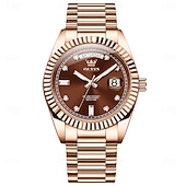 Недорогие Механические часы-OLEVS Мужские механические часы Роскошная мода Камни бизнес Светящийся календарь Водонепроницаемые часы на стальном ремешке