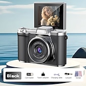 お買い得  アクションカメラ-1080P HDポータブルCCDカメラ 4Kレンズ フリップスクリーン USB充電式リチウムポリマーバッテリー 初心者向け旅行Vlogging 完璧なバレンタインデーギフト 初心者カメラ