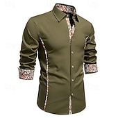 preiswerte Freizeithemden für Herren-Herren Hemd Freizeithemd Knopfhemd Schwarz Weiß Blau Grün Langarm Paisley-Muster Einfach Revers Urlaub Lässig Farbblock Bekleidung Mode Lässig