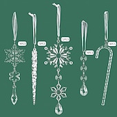 levne Ozdoby-20 ks vánočních křišťálových závěsných ozdob, průhledných akrylových rampouchů a sněhových vloček na vánoční stromeček, vánoční dekorace do domu