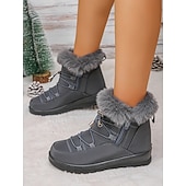 preiswerte Damenstiefel-wasserdichte Schneestiefel für Damen mit Kunstfellfutter – Winterstiefel zum Schnüren mit Reißverschluss und verstellbaren Schnürsenkeln, in mehreren Farben erhältlich
