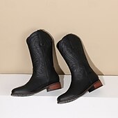 economico Stivali da cowboy e occidentali-stivali da cowboy da uomo in similpelle marrone scuro con ricami intricati: calzature eleganti e resistenti per occasioni in stile western e per l'uso quotidiano