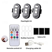 ieftine Lumini decorative-Lumini stroboscopice wireless cu telecomandă pentru motocicletă și mașină, LED-uri, 8 culori, anti-coliziune, încărcare USB, impermeabile, lumini de avertizare de urgență interioare pentru camion,