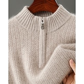 preiswerte Wollpullover für Herren-Hochwertiger Herrenpullover aus reiner Wolle und Kaschmir mit Viertelreißverschluss, klassischer Strickpullover, weich, warm und atmungsaktiv.