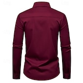 preiswerte Businesshemden für Herren-Herren Hemd Kleidhemd Knopfhemd Einfach Hochzeit Party Schwarz Weiß Wein Marineblau Langarm Revers Frühling Herbst Bekleidung Patchwork