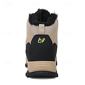 voordelige Winter- en sneeuwlaarzen-beige en zwarte waterdichte wandelschoenen voor heren met antislipzool en warme voering, outdoor trekkingschoenen voor winterkamperen en bergavonturen