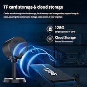 お買い得  屋内IPネットワークカメラ-ワイヤレスWiFiセキュリティカメラ、130°広角、赤外線ナイトビジョン搭載のHDホーム監視カメラ &amp;動体検知、Bluetooth接続、ベビー/ペットモニター用デュアルストレージ、ブラック