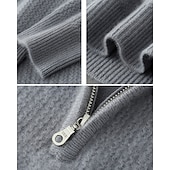 preiswerte Wollpullover für Herren-Hochwertiger Herrenpullover aus reiner Wolle und Kaschmir mit Viertelreißverschluss, klassischer Strickpullover, weich, warm und atmungsaktiv.