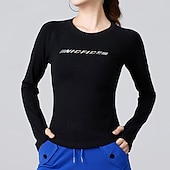 preiswerte Lauf-T-Shirts &amp; Tanktops-Damen Einfarbig Lauf-T-Shirt Fitnessshirt Sporttop Frühling Herbst Langarm Athleisure Baumwolle Warm Weich Atmungsaktiv Fitnessstudio Wandern Laufen Training Yoga Weinrot Schwarz Weiß Sportbekleidung