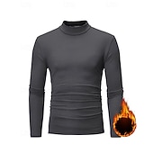 ieftine Tricouri și topuri de alergare-Bărbați Mată Topuri pulover Top din fleece cu strat de bază Lenjerie Termică Toamna iarna Manșon Lung Îmbrăcăminte Atletică Cald Sală de fitness Drumeție Alergat A face exerciţii fizice Yoga Negru