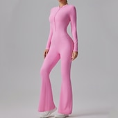 abordables Conjuntos y Monos-Mujer Mono de Fitness Mono de una pieza Cerrar Color sólido Body Primavera Otoño Negro Blanco Gimnasio Rutina de ejercicio Corriendo Control de barriga Manga Larga Deporte Ropa de Deporte Ajuste