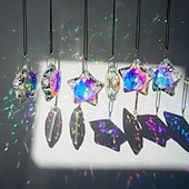 baratos Ornamentos-Conjunto de 6 enfeites de Natal em vidro transparente facetado em formato de estrela, ideais para centros de mesa, captadores de luz solar e decoração de cristal para árvores de Natal, janelas,