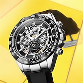 cheap Mechanical Watches-The New Olevs Silicone Men'S Business Watch With Luminous Calendar And Moon Phase Display A Multi-Functional Fully Automatic Mechanical Watch Is A Fashionable Casual Waterproof Sports Wristwatch
