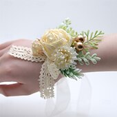 billiga Bröllopsbuketter-Bröllop handled blommor Handleds Corsage Bröllop / Fest Tyg Blomstil