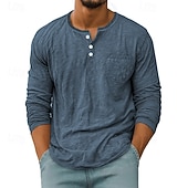 Herren T Shirt Henley Hemd T-Shirt Langarmshirt Langarm Henley Frühling Herbst Einfach Mode Designer Basic Taschen Urlaub Straße Ausgehen Schwarz Weiß Rote Top T-Shirt für Herren preiswerte Lässige T-Shirts für Herren-Herren T Shirt Henley Hemd T-Shirt Langarmshirt Langarm Henley Frühling Herbst Einfach Mode Designer Basic Taschen Urlaub Straße Ausgehen Schwarz Weiß Rote Top T-Shirt für Herren