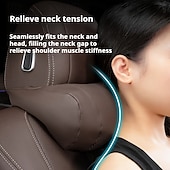 baratos Encostos de cabeça e Almofadas lombares-Almofada de encosto de cabeça de carro em couro sintético - suporte de pescoço ultramacio ergonômico com pressão zero, design respirável para todas as estações, adequado para a maioria dos veículos,