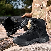 abordables Bottes de randonnée-Bottes de randonnée d&#039;extérieur beiges pour hommes avec semelle en caoutchouc antidérapante et construction respirante, bottes tactiques légères pour la randonnée, le camping et le port quotidien