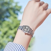 ieftine Ceasuri Quartz-Două ceasuri noi și la modă cu cuarț pentru cupluri - carcasă din oțel inoxidabil, rezistență la apă IPX7, calendar dublu luminescent, dată și afișaj duminică/luni, curea din aliaj - cadou ideal