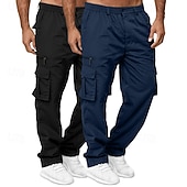 economico Pantaloni cargo-Per uomo Pantaloni Cargo Pantaloni da escursionismo Elastico in vita Multi-tasche Semplice Traspirante Lunghezza intera All'aperto Casuale Quotidiano Stile Etnico Stile Classico Verde+Cachi Blu+Cachi