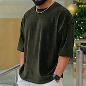 economico Magliette casual da uomo-Per uomo Maglietta Camicia di Velluto a Coste Camicia a Maniche Corte Manica Corta Girocollo Estate Semplice Moda Designer Essenziale Jacquard Vacanza Streetwear Uscire Vinaccia Nero Bianco Maglietta