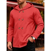 cheap Casual Jackets-Men's Trench Coat Hoodied Jacket Formal Home Windbreaker Pocket Spring Fall Solid Color Active Vintage Shirt Collar Regular Black Red Blue Green Khaki Jacket