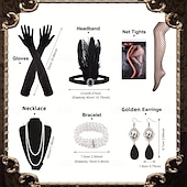 economico Abiti degli anni '20-Set Anni Ruggenti Anni 1920 Lunghezza al ginocchio Abito Flapper Abito da cocktail Costume di fantasia con accessori Senza maniche Il grande Gatsby Ragazza Flapper Paillettes Frangia con nappe Scollo