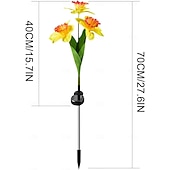 cheap Ground Lights-Solar Lights, 3-Head-Daffodil Flower Solar Lights, Landscape Lights, LED Outdoor Solar Powered Garden Lights, Waterproof Flower Lights, Landscape Stake Light for Yard, Pathway, Patio Decor