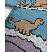 billige genser for menn-Herre Pullover genser Strikket genser Riflet Strikke Vanlige topper Strikket Dinosaur Crew-hals Mote Grunnleggende Feriereise Dagligdagstøy Klær Høst Vinter Lyseblå S M L