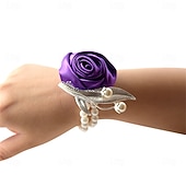 billiga Bröllopsbuketter-Bröllop handled blommor Handleds Corsage Bröllop / Fest Satin / Metall Blomstil