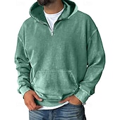 abordables sweats à capuche basiques pour hommes-Homme Sweat à capuche Sweat à capuche quart zippé Noir Vin Vert Véronèse Bleu Violet À capuche Uni Avec Poches Sport &amp; Loisir Quotidien Fête Polyester Streetwear Basique Occasionnel Printemps Automne